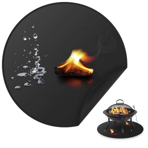 FIREWESS 36inch Fire Pit Mat Round Under Grill Blanket for Outdoor Grill Fireproof Mat Oil Proof Waterproof Under Floor BBQ Accessories Protector for Solo Stove Accessories - Image 1