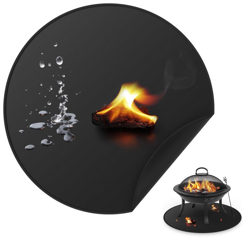 FIREWESS 36inch Fire Pit Mat Round Under Grill Blanket for Outdoor Grill Fireproof Mat Oil Proof Waterproof Under Floor BBQ Accessories Protector for Solo Stove Accessories - Image 2