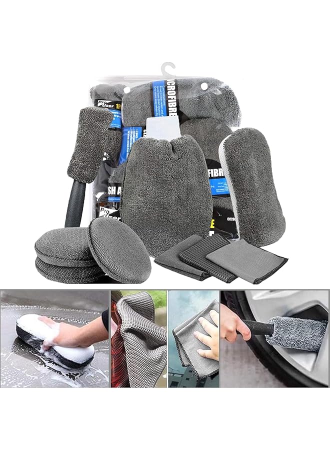 SCIENISH Car Detailing Kit,Auto Cleaning Supplies,Car Wash Kit 9/6 Pcs Car Wash Set,Car Cleaning Supply,Car Wash Supplies,Car Interior Cleaning Kit,Car Cleaning Sets,Car Cleaning Tools (9 Pcs Grey) - Image 1