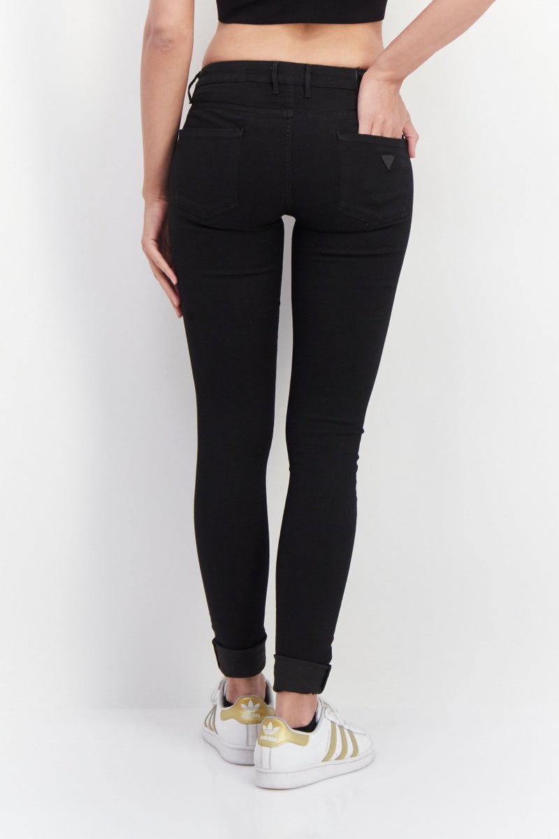 GUESS Women Straight Plain Stretchable Pants, Black  - Image 4
