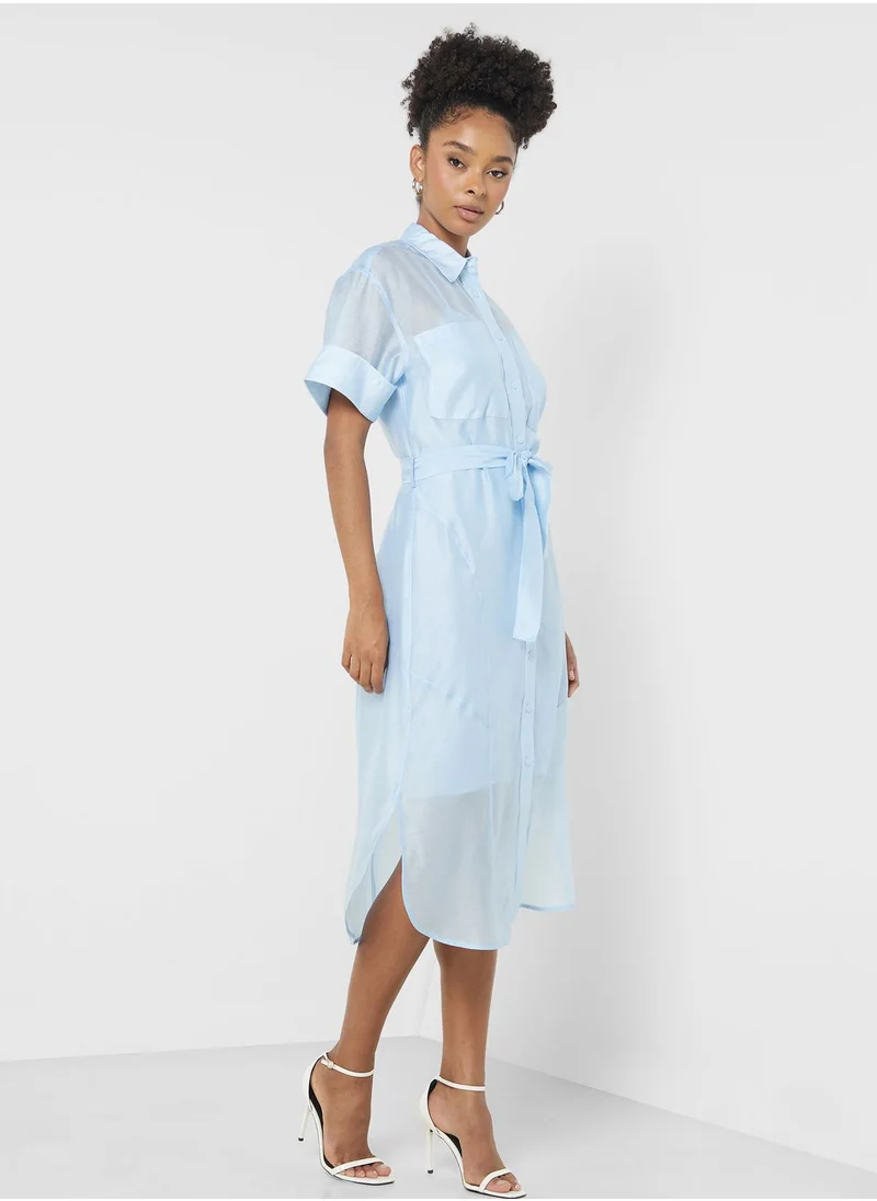 CALVIN KLEIN Belted Shirt Dress