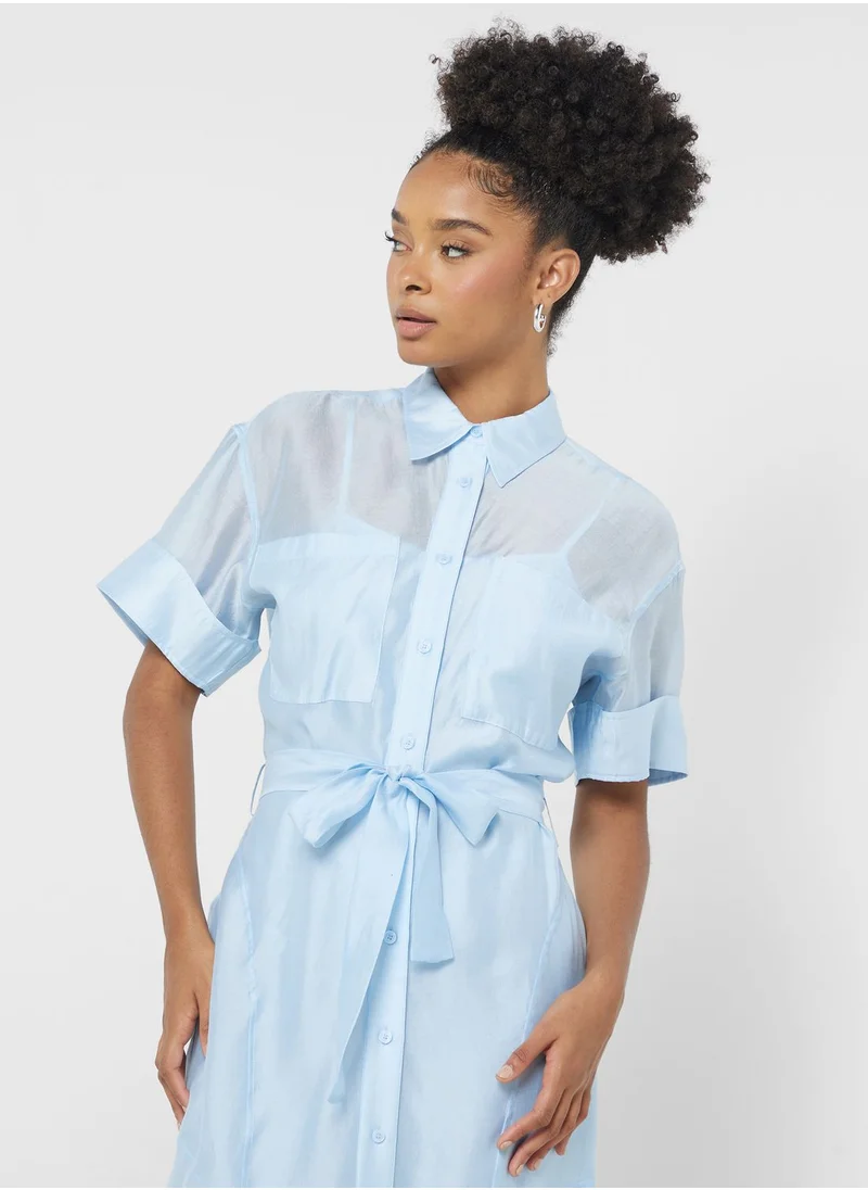 CALVIN KLEIN Belted Shirt Dress