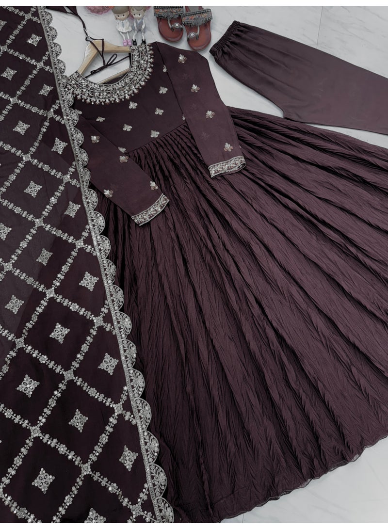 Super Asian Elegant Gown Set with Heavy Embroidery & Dupatta – Premium Party & Wedding Wear - Image 4