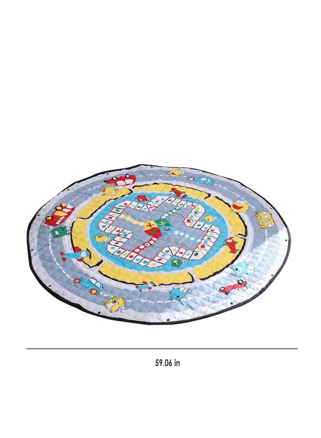 The Tickle Toe Cotton Quilted Reversible Cars Playmat or Activity Mat Cum Storage Bag (Multicolour) - Image 3
