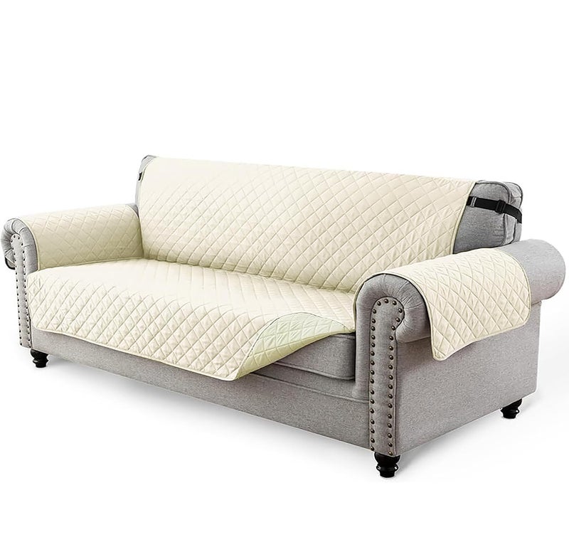 House of Quirk Reversible Sofa Cover, 3 Seater Couch Covers with Adjustable Elastic Straps, 280 GSM Sofa Slipcovers for Pets (Chocolate/Beige, 172.7 x 190.5cm) - Image 1