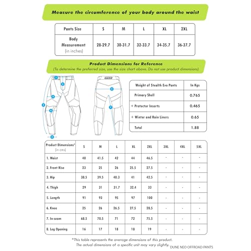 Rynox Unisex Relaxed Dune Neo Offroad Mid Rise Pants | Motorcycle Riding with Abrasion Resistance and Active Ventilation - Blue Hi-Viz Green, XL - Image 3
