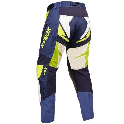 Rynox Unisex Relaxed Dune Neo Offroad Mid Rise Pants | Motorcycle Riding with Abrasion Resistance and Active Ventilation - Blue Hi-Viz Green, XL - Image 2