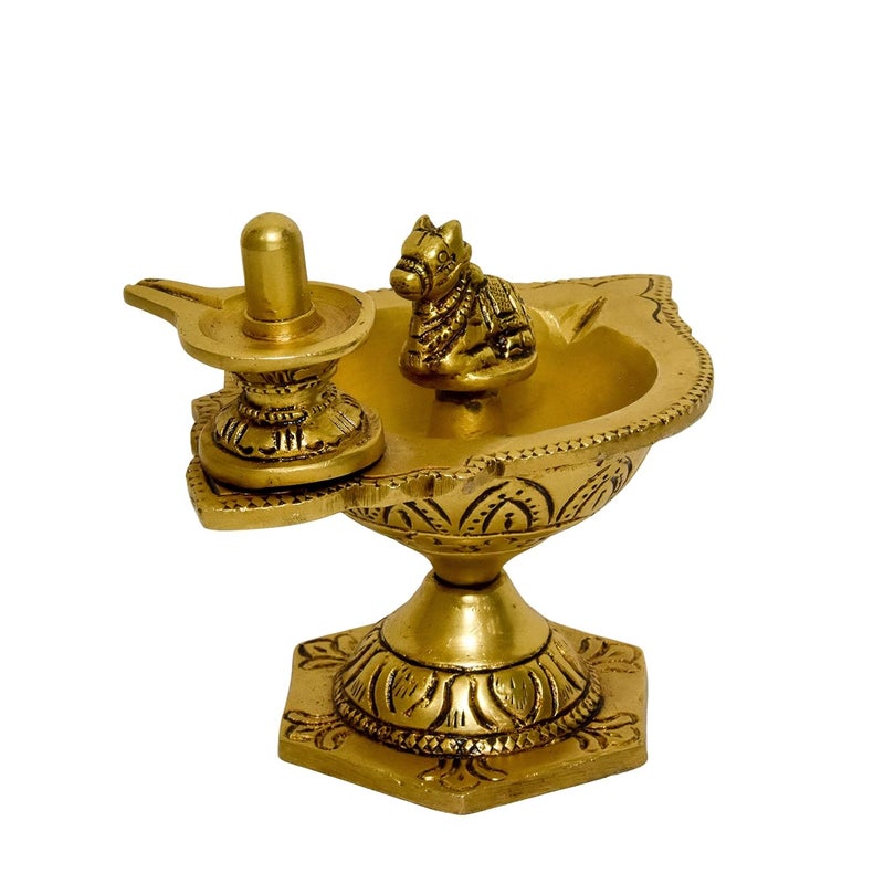 Bhimonee Decor ديكور بيموني نحاسي شيفلينغ ناندي مصباح طاولة 4 بوصات كبير نحاسي عبوة من 1 قطعة - Image 4