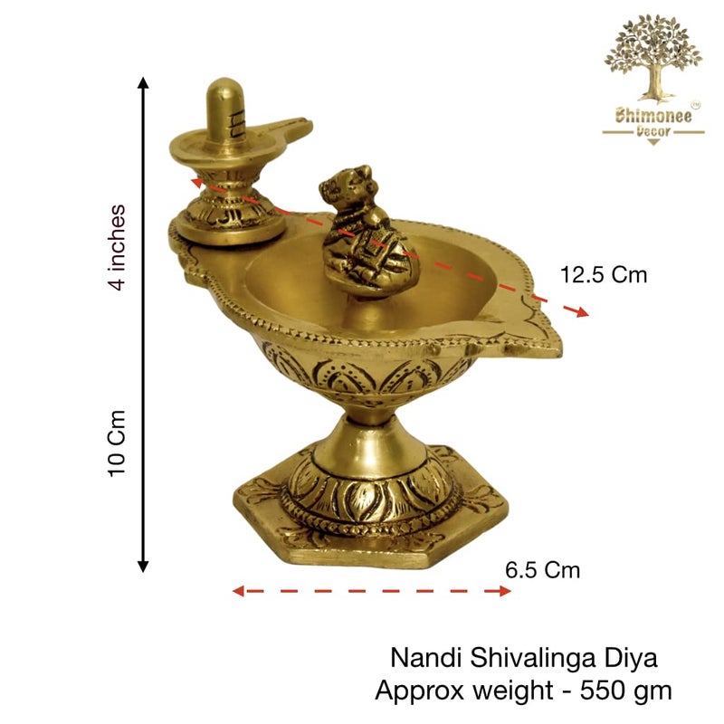 Bhimonee Decor ديكور بيموني نحاسي شيفلينغ ناندي مصباح طاولة 4 بوصات كبير نحاسي عبوة من 1 قطعة - Image 2