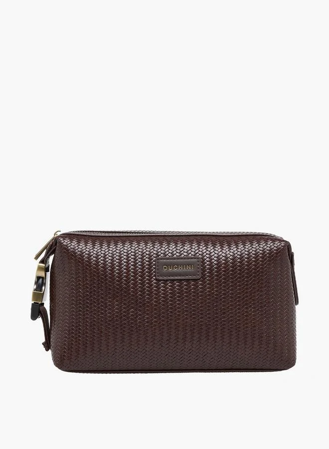 Duchini Men Chevron Textured Pouch With Buckle Strap