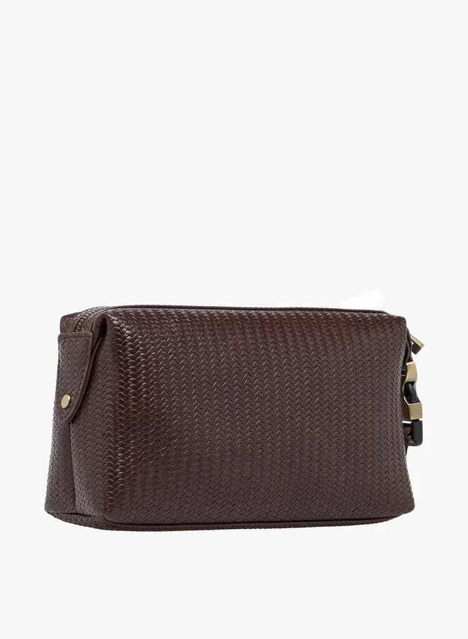 Duchini Men Chevron Textured Pouch With Buckle Strap