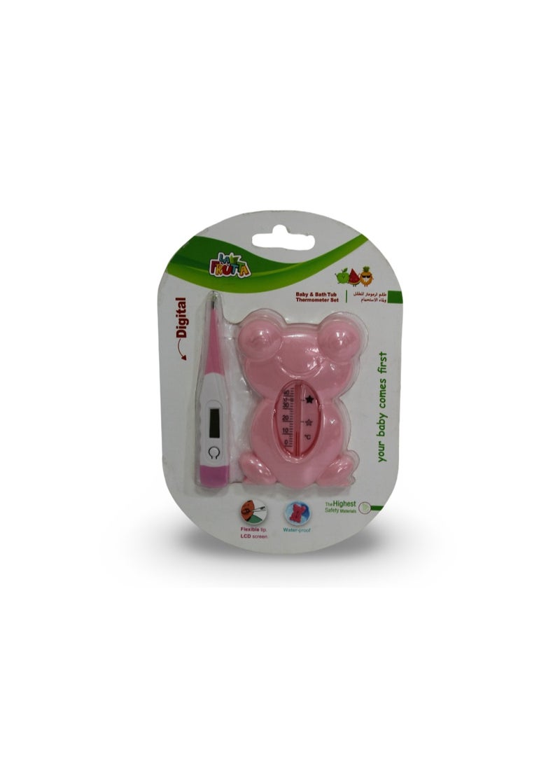 La Frutta Baby & Bath Tub Thermometer Set – Pink - Image 1