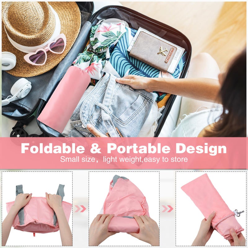 Maxcheck 14L 6 Pcs Pink Collapsible Foot Basin Tub Portable Soaking Feet Bath Bag Foldable Bucket with Handles Pedicure Foot Spa Tub for Travel Camping Outdoor Washing - Image 5