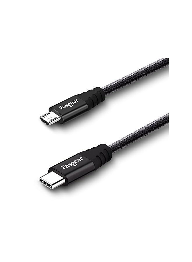 Fasgear USB C to Micro USB Cable [2m] Nylon Braided Type C to Micro USB Cord Compatible with Galaxy S7/S7, HTC One/10 and More (2m, Black) - Image 2