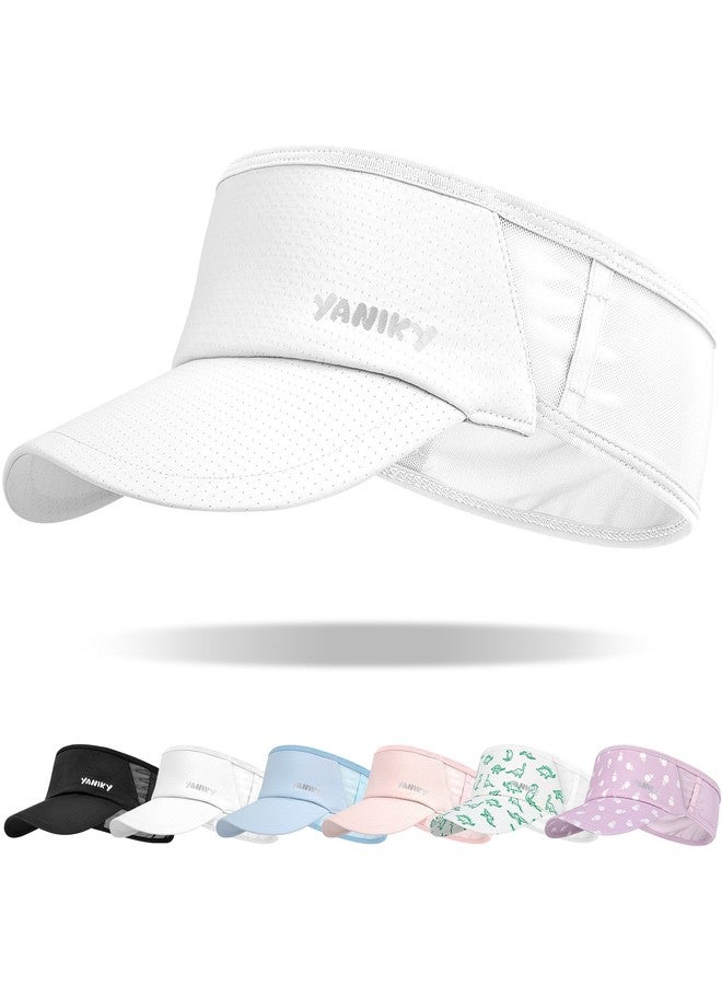 YANIKY Kids Sun Visor Hats for Girls Boys Lightweight UPF50+ Packable Sun Hat for Running Golf Outdoor Sports (US, Alpha, One Size, White) - Image 1