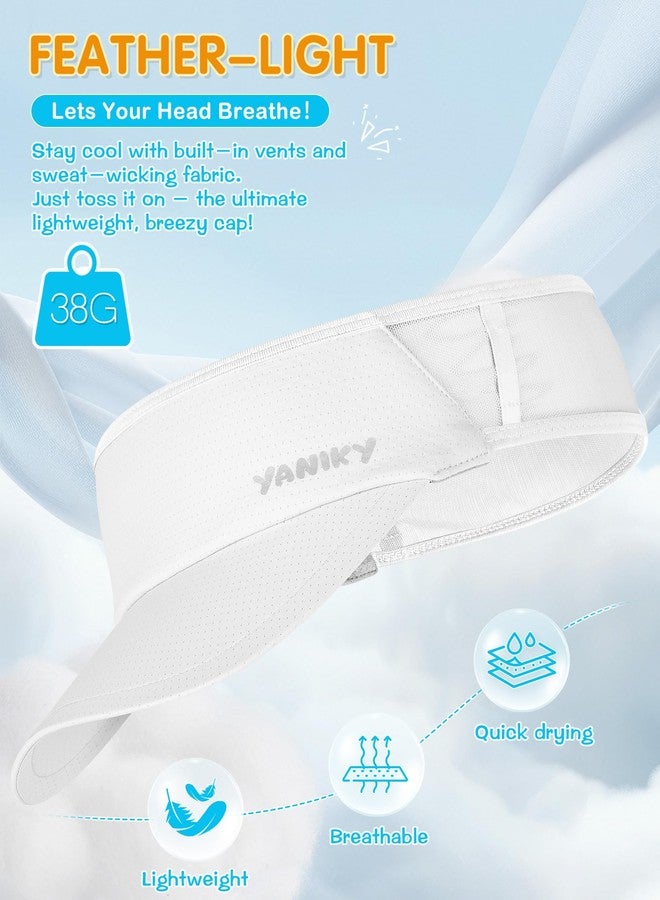YANIKY Kids Sun Visor Hats for Girls Boys Lightweight UPF50+ Packable Sun Hat for Running Golf Outdoor Sports (US, Alpha, One Size, White) - Image 2