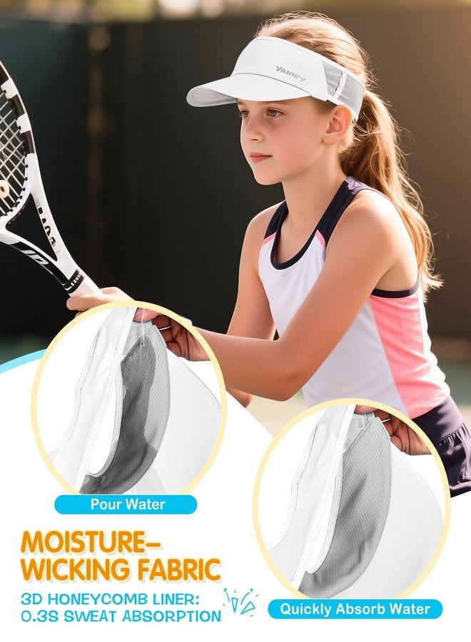 YANIKY Kids Sun Visor Hats for Girls Boys Lightweight UPF50+ Packable Sun Hat for Running Golf Outdoor Sports (US, Alpha, One Size, White) - Image 4