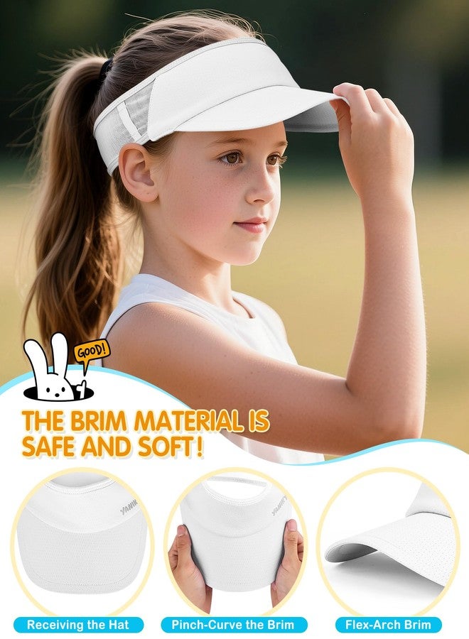 YANIKY Kids Sun Visor Hats for Girls Boys Lightweight UPF50+ Packable Sun Hat for Running Golf Outdoor Sports (US, Alpha, One Size, White) - Image 5