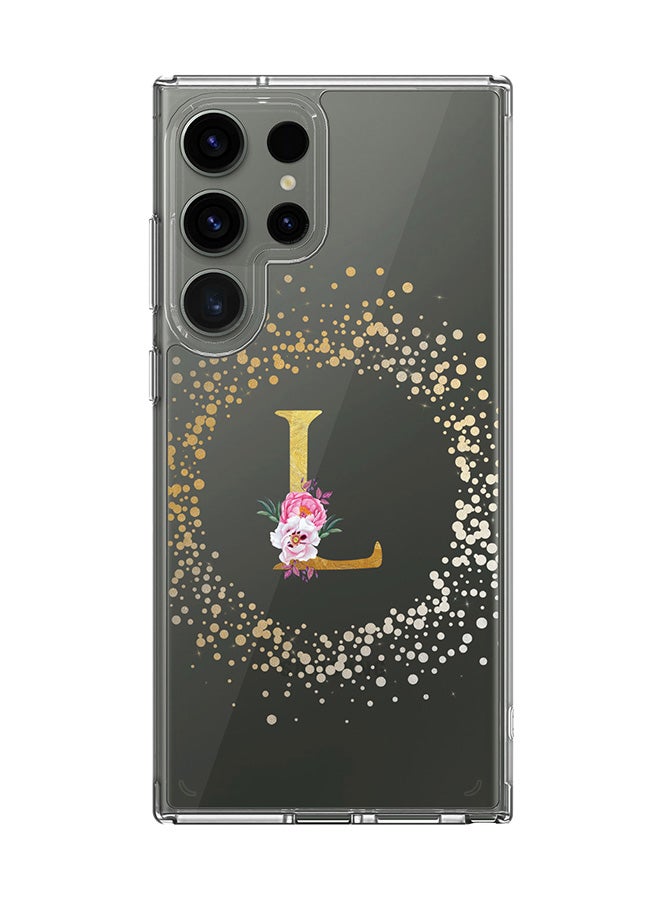 Stylizedd Classic Clear Case for Samsung Galaxy S25 Ultra , Hybrid Soft Transparent Cover Custom Monogram Initial Letter Floral Pattern Alphabet - L (Clear) - Image 1