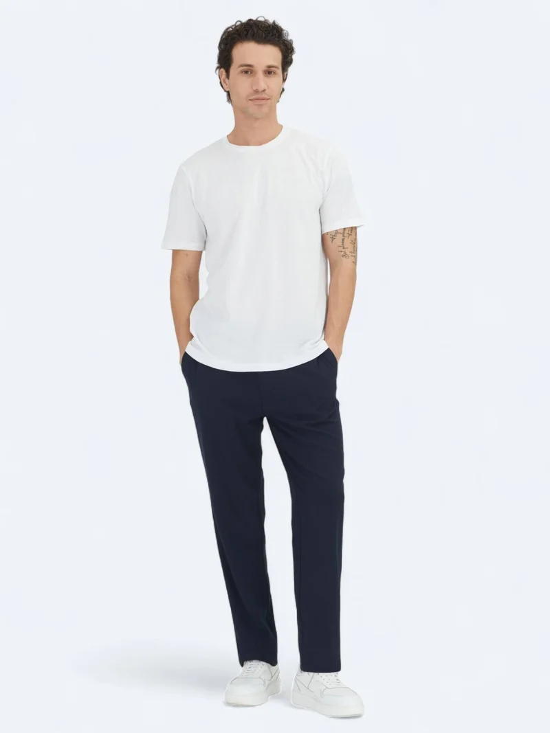 Kip Unisex Off White Plain Crew Neck 100% Cotton T-Shirt