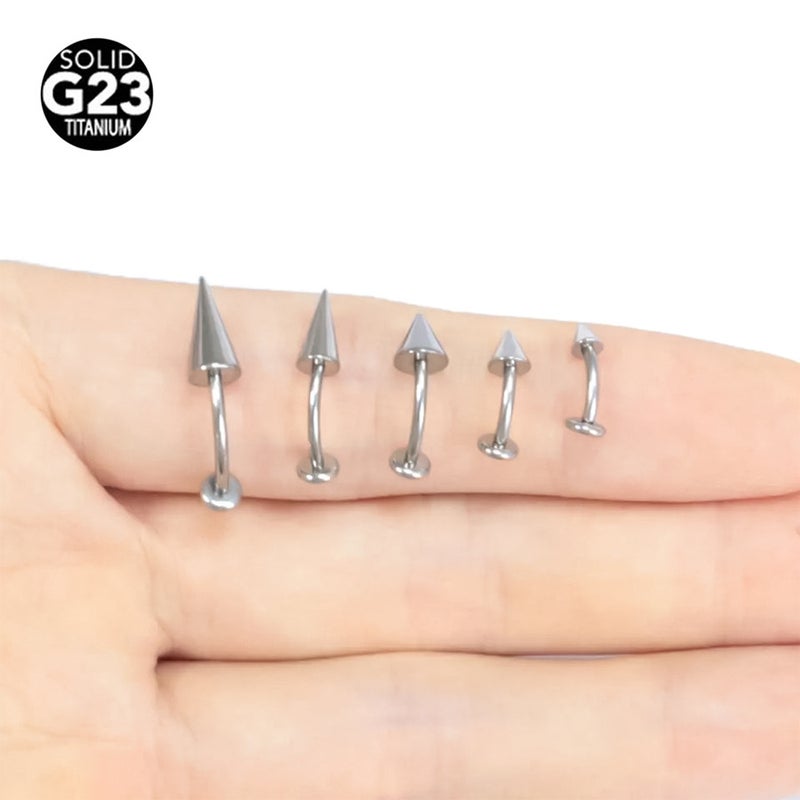 G23 Titanium Alloy Flat-Bottomed Curved Rod Internal Thread Pointed Cone Devil Lip Nail Ear Bone Nail Puncture Jewelry 6~16Mm Length - Image 4