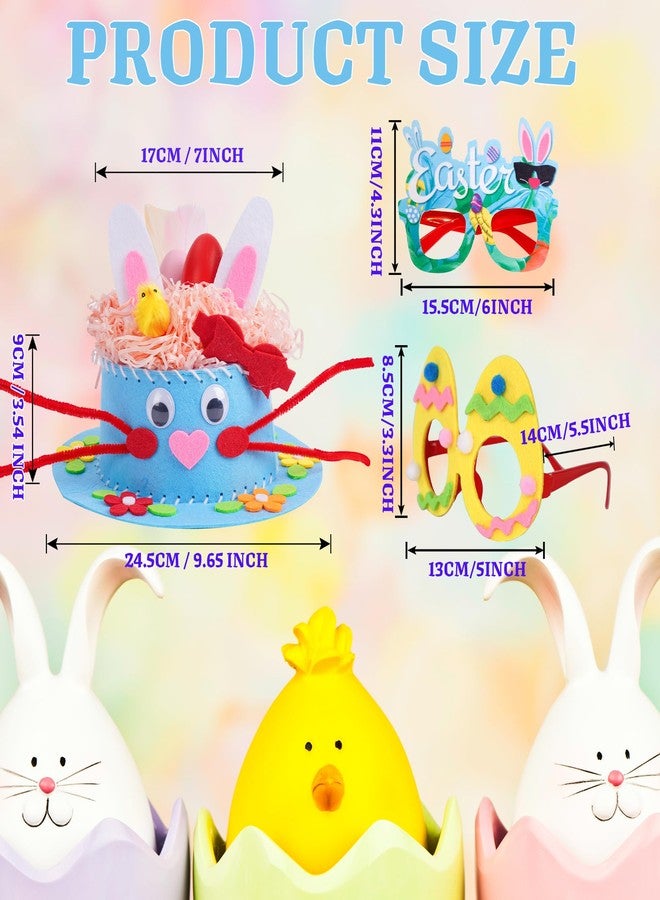 Yushanju Easter Crafts Kits Eyeglasses DIY Hat Kit Easter Chick Bunny Egg for Hats Party Supplies Game Decorations Cartoon Cap Gifts Photo Props(Blue) - Image 4