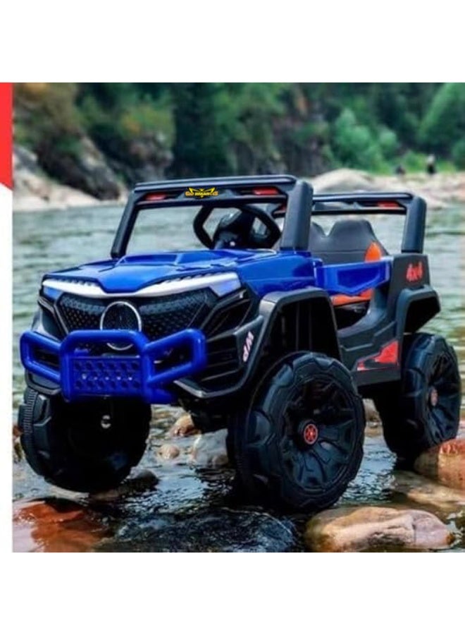 Gold Mantis 12V Kids Electric Ride On Car 4x4 Jeep with Parental Remote Control, LED Lights, Music, USB, Double Motor Battery Powered Toy Car for Boys & Girls Blue - Image 1