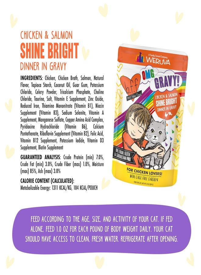 Weruva B.F.F. OMG - Best Feline Friend Oh My Gravy!, Chicken & Salmon Shine Bright with Chicken & Salmon in Gravy, 2.8oz Pouch (Pack of 12) - Image 4