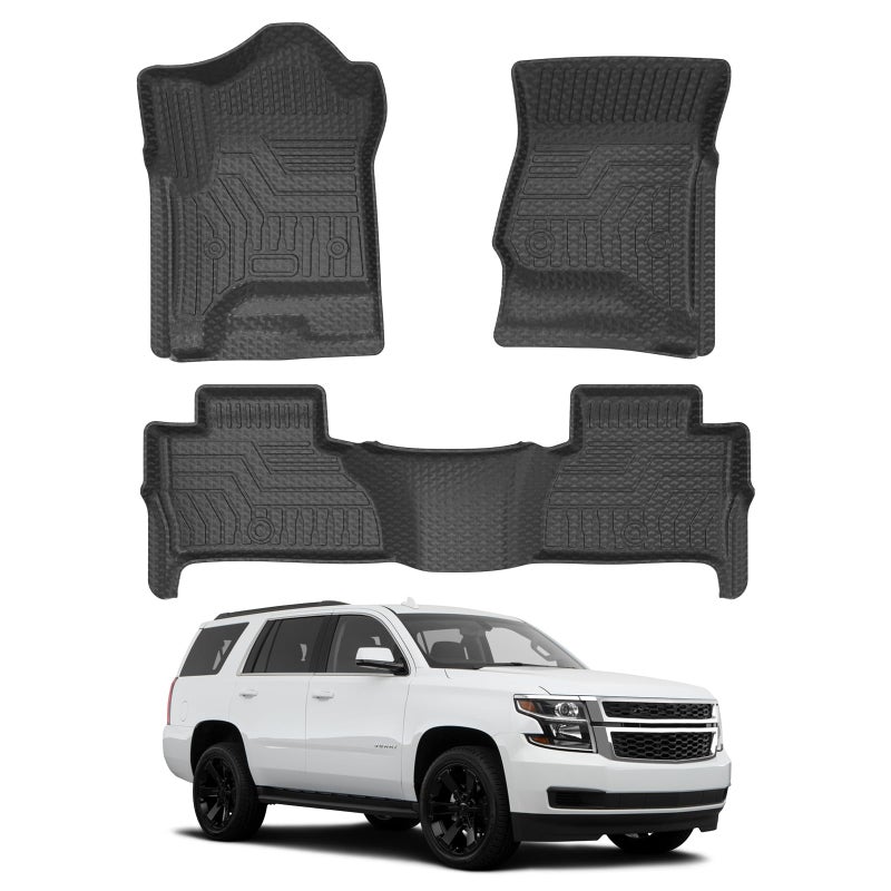 Mixsuper Custom Fit Floor Mats for Chevrolet Tahoe/GMC Yukon 2015-2020, All Weather Floor Liners Durable 1st & 2nd Row Set Black - Image 1
