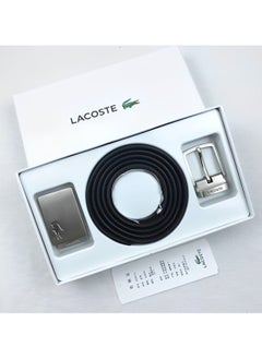 لاكوست حزام جلدي للرجال من لاكوست قابل للعكس مع مشبكين  - Image 1