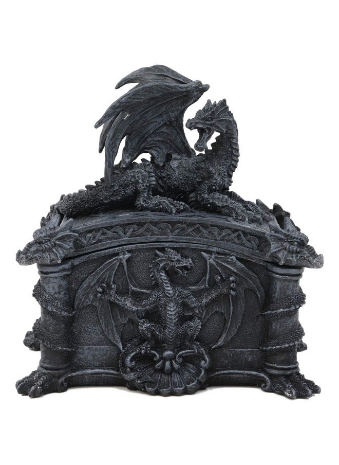 Ebros Gift Celtic Knotwork Grave Tomb Mythical Roaring Fire Dragon Decorative Trinket Jewelry Box Figurine 6.25 Long Medieval Renaissance Winged Alchemy Dungeons Dragons Decorative Statue  - Image 1