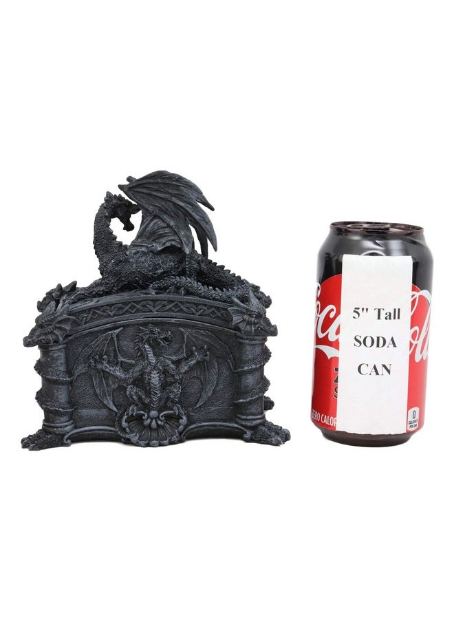 Ebros Gift Celtic Knotwork Grave Tomb Mythical Roaring Fire Dragon Decorative Trinket Jewelry Box Figurine 6.25 Long Medieval Renaissance Winged Alchemy Dungeons Dragons Decorative Statue  - Image 3