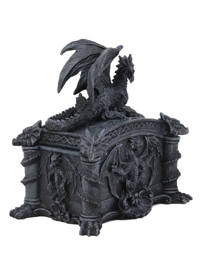 Ebros Gift Celtic Knotwork Grave Tomb Mythical Roaring Fire Dragon Decorative Trinket Jewelry Box Figurine 6.25 Long Medieval Renaissance Winged Alchemy Dungeons Dragons Decorative Statue  - Image 4