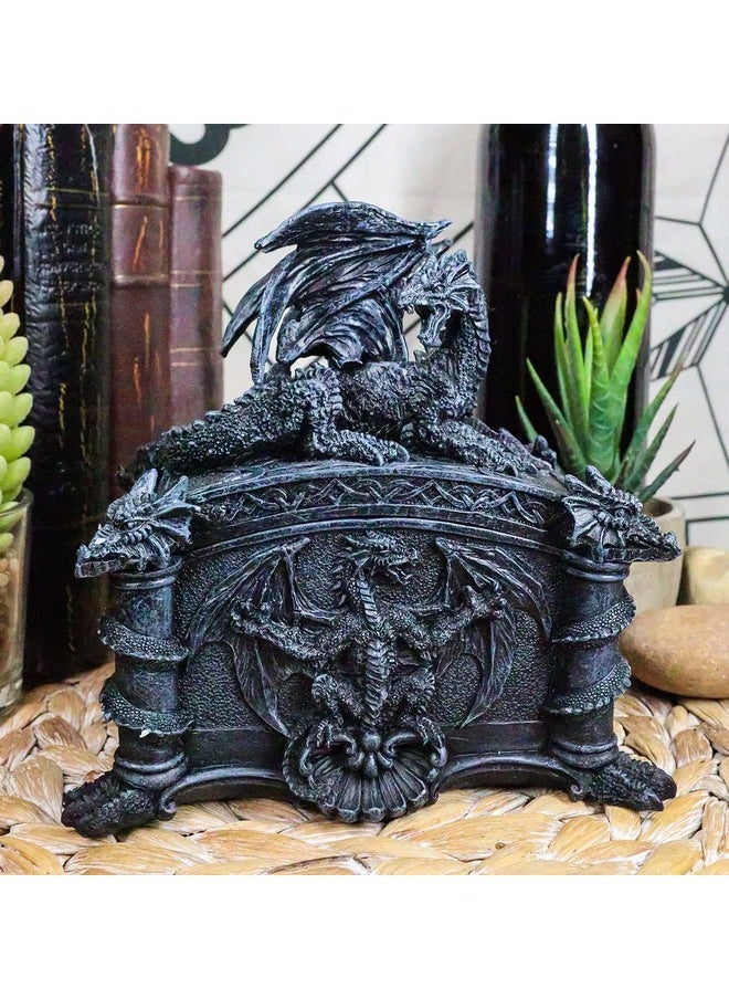 Ebros Gift Celtic Knotwork Grave Tomb Mythical Roaring Fire Dragon Decorative Trinket Jewelry Box Figurine 6.25 Long Medieval Renaissance Winged Alchemy Dungeons Dragons Decorative Statue  - Image 2