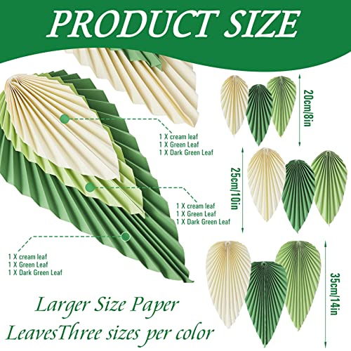SUNBEAUTY Paper Fans Party Decorations Paper Leaves for Decoration Paper Fans Classroom Decoration Paper Fans Backdrop Decor Green Birthday Decorations,Set of 9 - Image 2