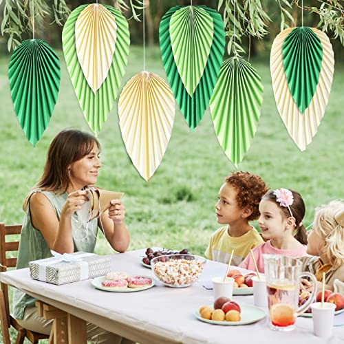 SUNBEAUTY Paper Fans Party Decorations Paper Leaves for Decoration Paper Fans Classroom Decoration Paper Fans Backdrop Decor Green Birthday Decorations,Set of 9 - Image 4