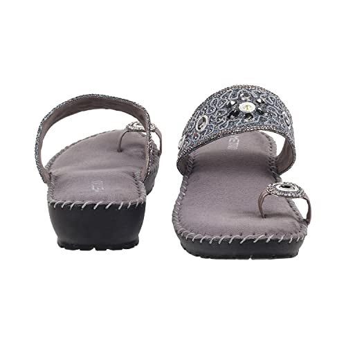 Metro Womens Synthetic Gun Metal Slip Ons (Size (5 UK (38 EU)) - Image 5