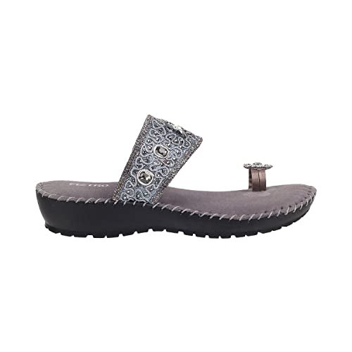 Metro Womens Synthetic Gun Metal Slip Ons (Size (5 UK (38 EU)) - Image 3