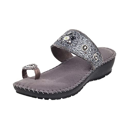 Metro Womens Synthetic Gun Metal Slip Ons (Size (5 UK (38 EU)) - Image 1