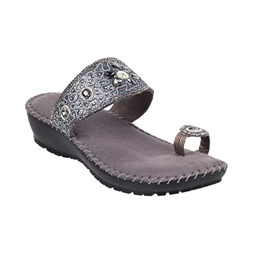 Metro Womens Synthetic Gun Metal Slip Ons (Size (5 UK (38 EU)) - Image 2