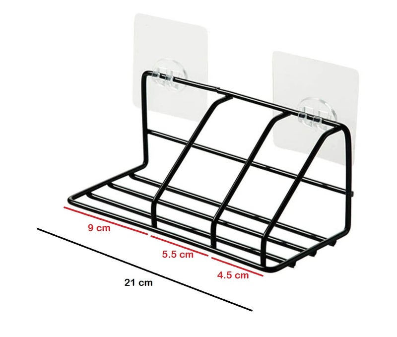 NYALKARAN Wall Mounted Bathroom Shower Caddy Steel Basket Self Adhesive Kitchen Sink Sponge Bottle Holder (Shower Caddy, Metal), Black - Image 5