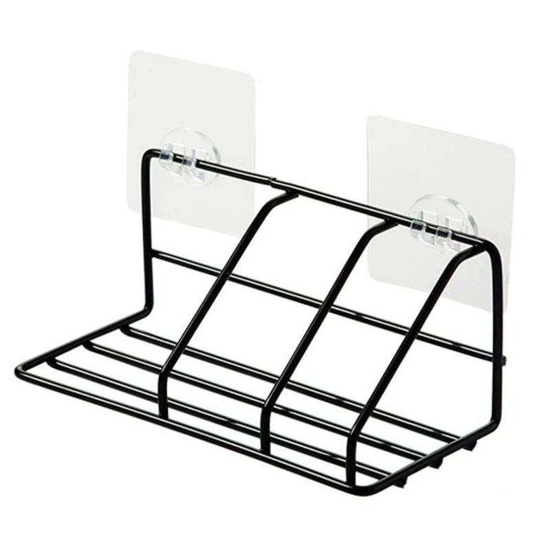 NYALKARAN Wall Mounted Bathroom Shower Caddy Steel Basket Self Adhesive Kitchen Sink Sponge Bottle Holder (Shower Caddy, Metal), Black - Image 2