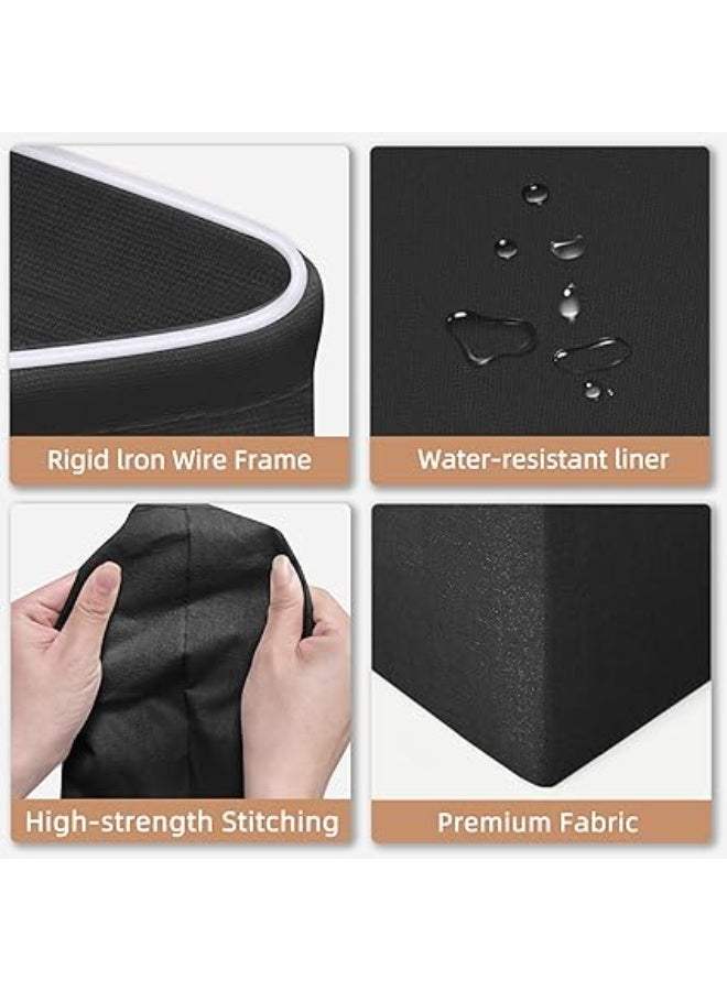 Arabest Large Laundry Hamper, 80L (21.1 Gal) Collapsible Laundry Basket with Bamboo Handles, Freestanding Waterproof Clothes Hamper for Laundry Room, Bedroom, Dorm, Towels, Toys, Black - Image 3