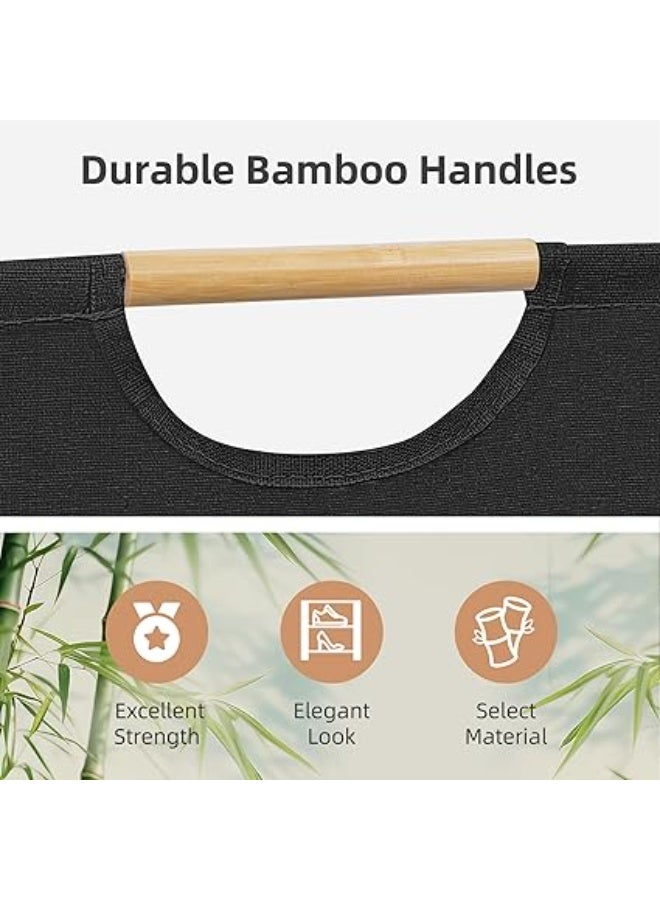 Arabest Large Laundry Hamper, 80L (21.1 Gal) Collapsible Laundry Basket with Bamboo Handles, Freestanding Waterproof Clothes Hamper for Laundry Room, Bedroom, Dorm, Towels, Toys, Black - Image 2