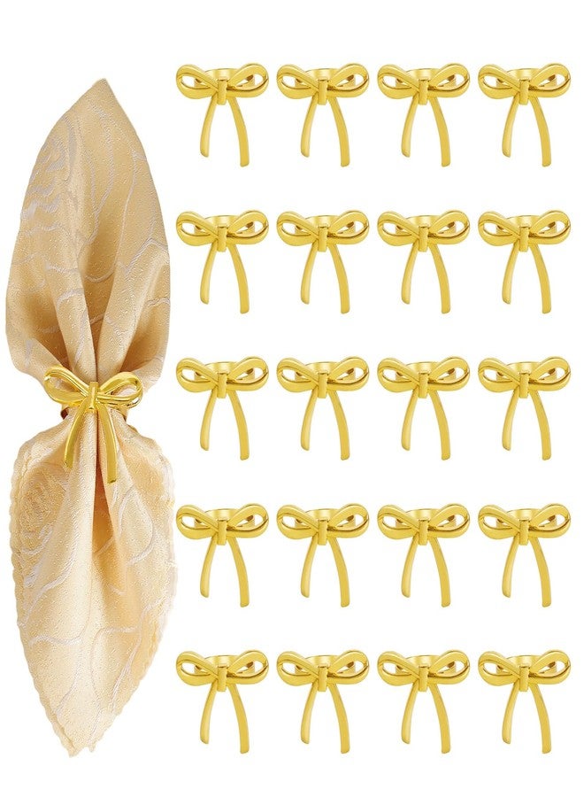 wonlex 20 Pcs Gold Bow Napkin Rings, Alloy Butterfly Napkin Serviette Buckles Metallic Adornment for Easter Table Kitchen Dinner Party Wedding - Image 1