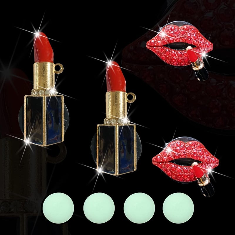 Wpppan 4Pcs Lip Air Vent Clips, Bling Car Fresheners Vents Clips for Women Diamond Diffuser Red Accessories Charm Rhinestone Interior Decor Decoration,Red Rhinestone Diamond Diffuser,Interior Accessories - Image 5