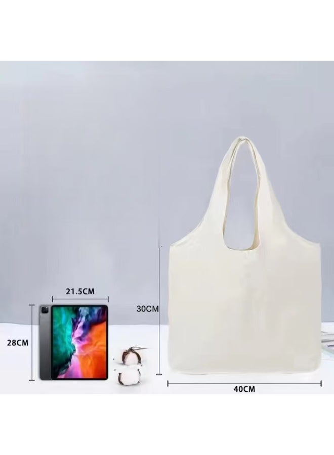2PCS Blank Canvas Tote Bag 40×30cm Large Capacity Foldable Reusable Shopping Bag Solid Color Lightweight Heavy Duty Cotton Grocery Bag DIY Painting Craft Decor Shoulder Handbag - Image 4