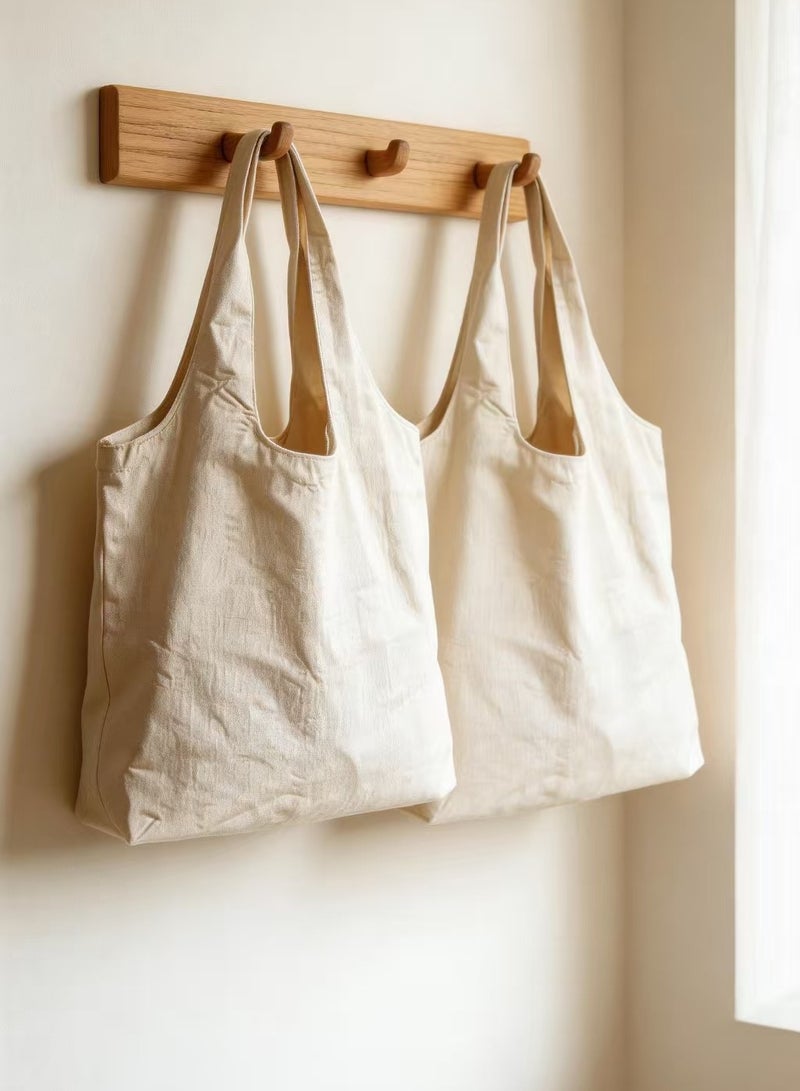 2PCS Blank Canvas Tote Bag 40×30cm Large Capacity Foldable Reusable Shopping Bag Solid Color Lightweight Heavy Duty Cotton Grocery Bag DIY Painting Craft Decor Shoulder Handbag - Image 2