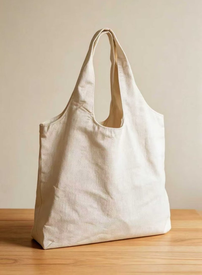 2PCS Blank Canvas Tote Bag 40×30cm Large Capacity Foldable Reusable Shopping Bag Solid Color Lightweight Heavy Duty Cotton Grocery Bag DIY Painting Craft Decor Shoulder Handbag - Image 3