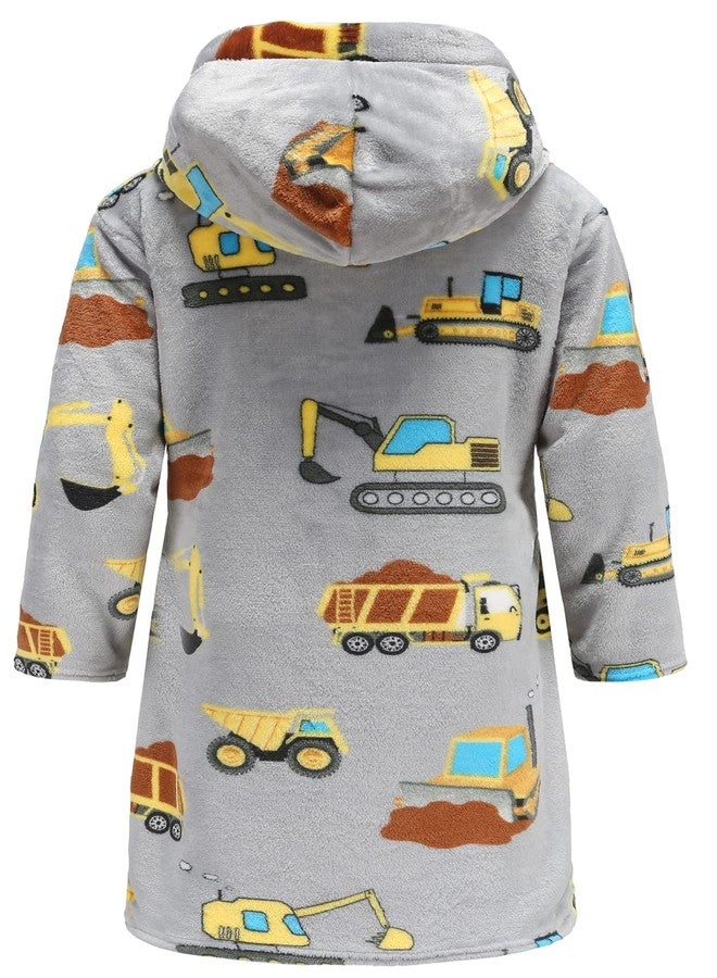 Best for All Boys Girls Bathrobes Soft Hooded Bathrobes Sleepwear robe Girls boys (Excavator, 7-8 Years), Excavator, 7-8 years - Image 2